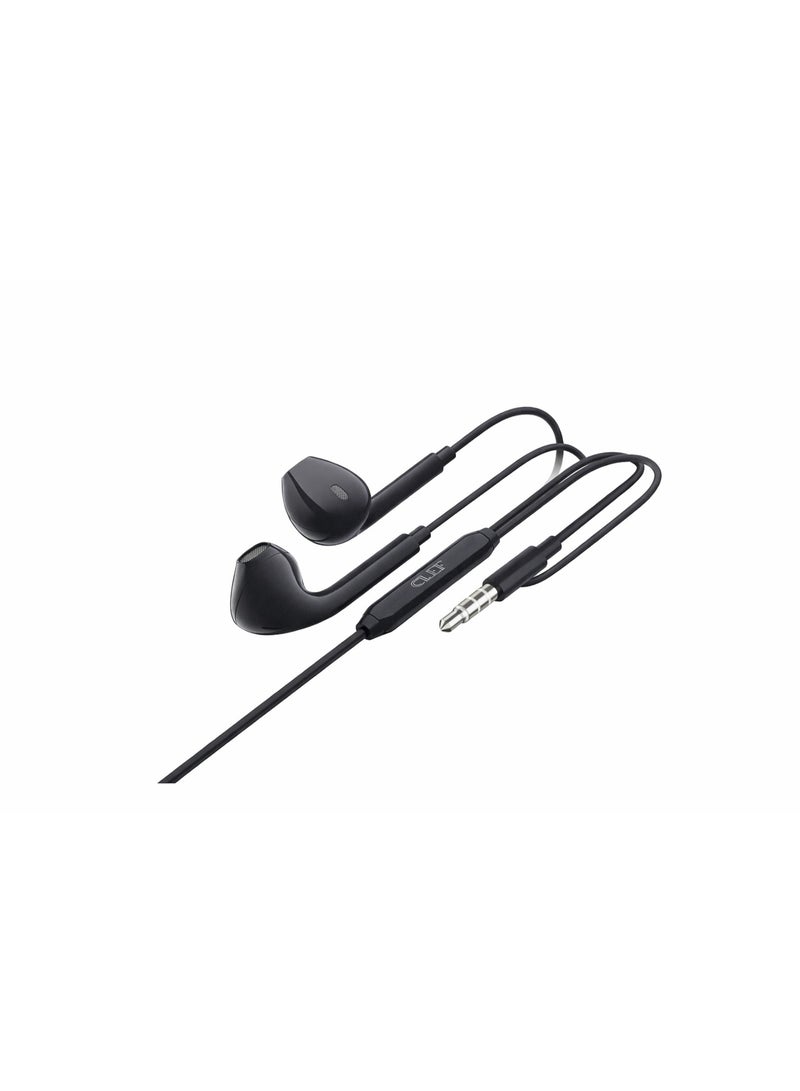 CLEF Wired Earphones with Microphone, High Fidelity Stereo Sound, 3.5mm Plug & Play, Semi In-Ear Design for Music & Calls – Black - Image 1